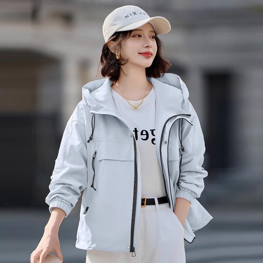 Hooded jacket women's short new spring and autumn small loose casual versatile jacket top