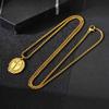 Vnox Oval Double Sided Cross Pendant Necklace for Men, Stainless Steel Gold Silver Color Chain Necklace Religious Faith Collar