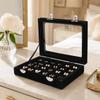 Black Black Velvet Jewelry Display Box Divided Compartment Nail Art Decoration Container  For Women
