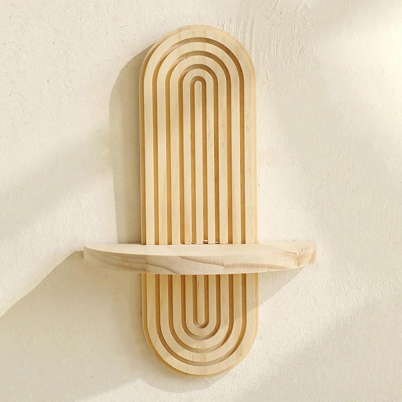 1Pcs Vintage Home Decor Display Shelf Bohemian Wall Mounted Wooden Shelf High Quality Wooden Wall Storage Rack