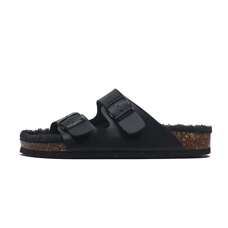 

2024 зимние теплые шерстяные кашемировые пробковые тапочки сандалии повседневные сабо с двойной пряжкой сандалии женские мужские тапочки большие размеры 35-45 11 чёрный