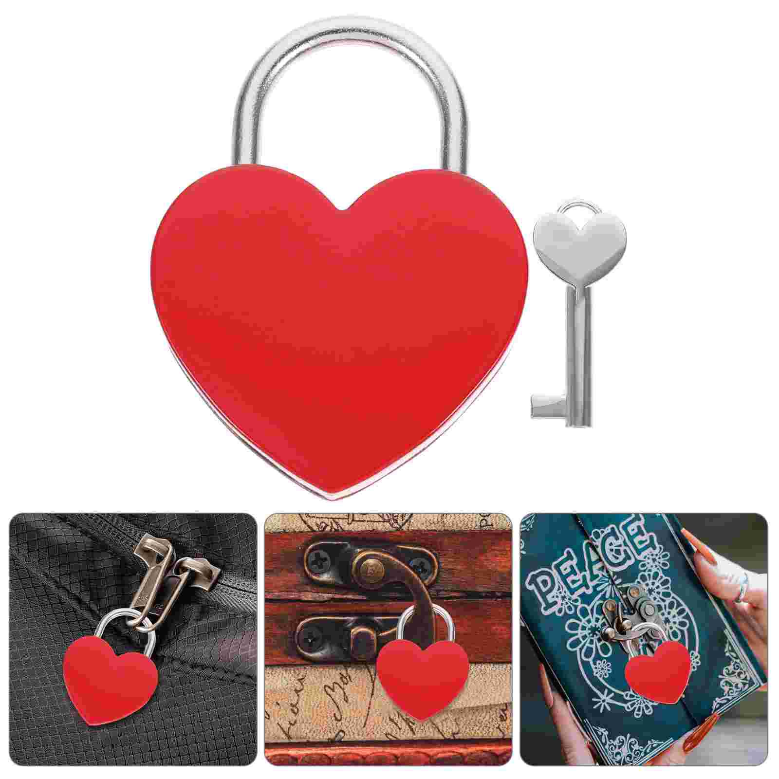 

1Pc Gold Heart Shaped Lock Padlock Small Keyed Luggage Lock Suitcase Lock Locker Lock Backpack Lock Small Security Lock With Key красный