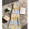 Dress High-end High-end Sense Gentle Wind Waist Thin Spice Girl Long Skirt Trendy French Tie-dye Suspenders