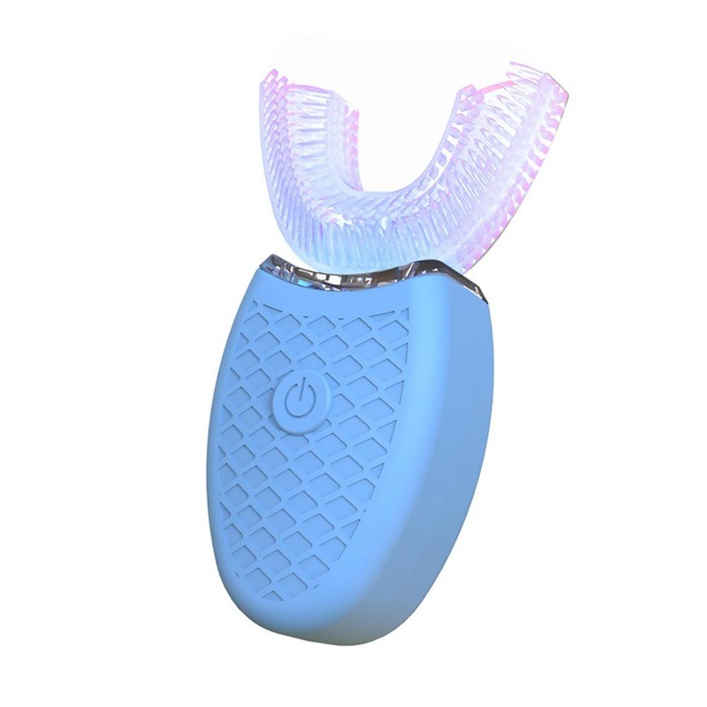 USB Rechargeable U-Shaped Electric Toothbrush Silicon Head Teeth Brush Effective Cleaning синий