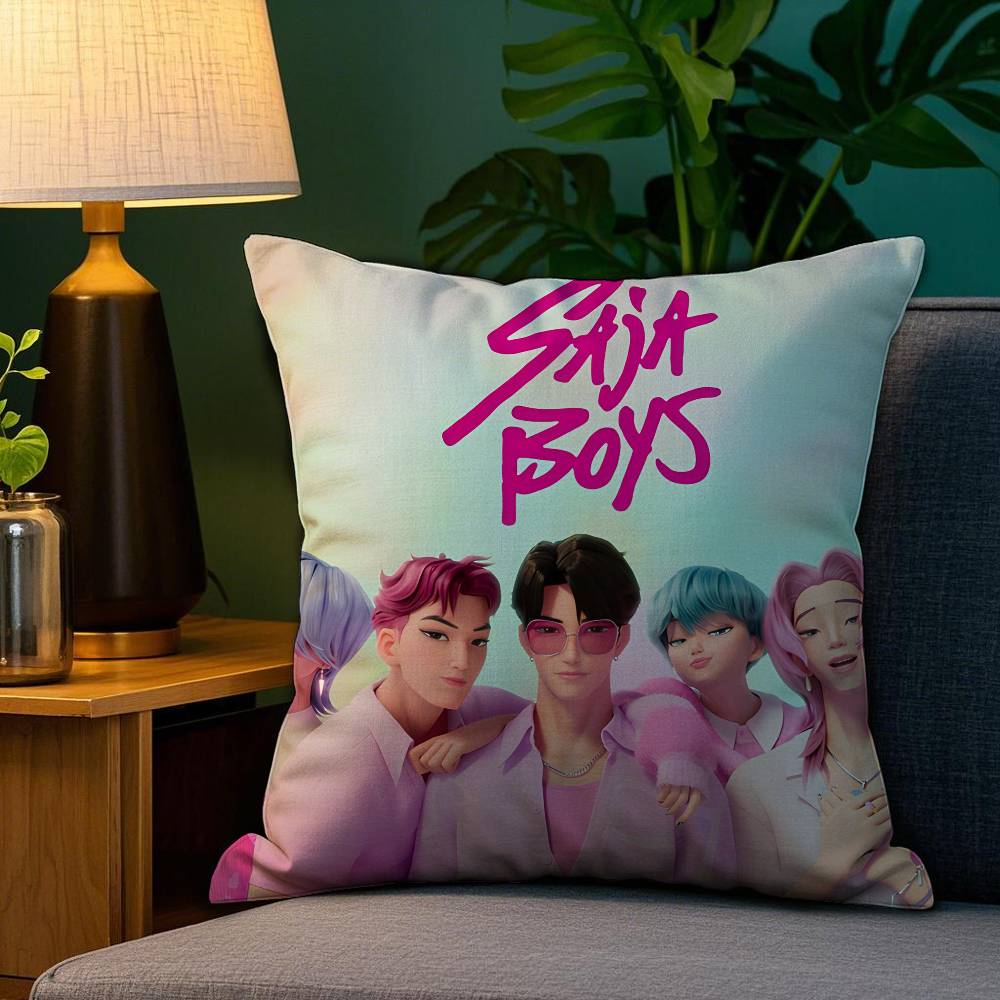 Saja Boys K-Pop Dämonen H-Jäger Kissenbezug Plüschstoff Weich Beidseitiger Druck Sofakissenbezug Wurfkissenbezüge
