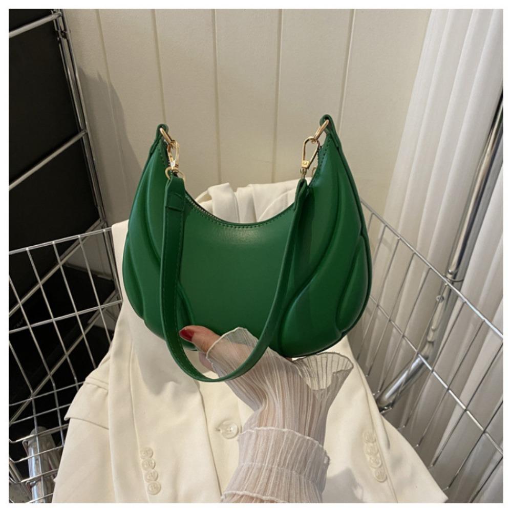 

Fashion PU Leather Shoulder Bag Moon-shaped Large Capacity Crossbody Bag Solid Color Underarm Bag Women