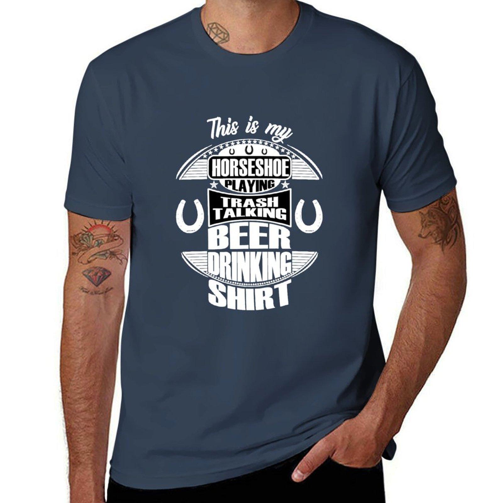 Horseshoe Playing Trash Talking Beer Drinking Funny Horseshoes Backyard Games T T-Shirt graphic t shirts for man T-Shirt S