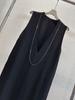 Nordic-Inspired Minimalist Acetate V-Neck Sleeveless Dress