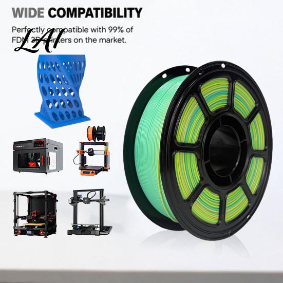 Low Shrinkage Filament Rainbow Gradient PLA 1.75mm 1KG Spool for FDM 3D Printers Warpage Printinng Roll