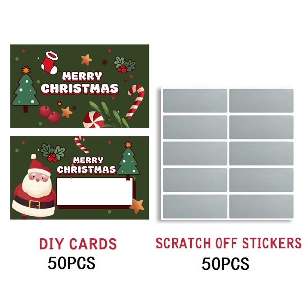 50 DIY Scratch-Off Cards Set, Blank Cards + Silver Stickers, 5 Designs, Surprise Gift & Party Game Cards