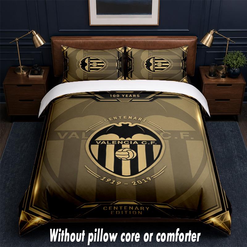 Valencia FC Design Bed Bedding Set 1 Duvet Cover + 2 Pillowcases Soft Breathable Household Bed Linens