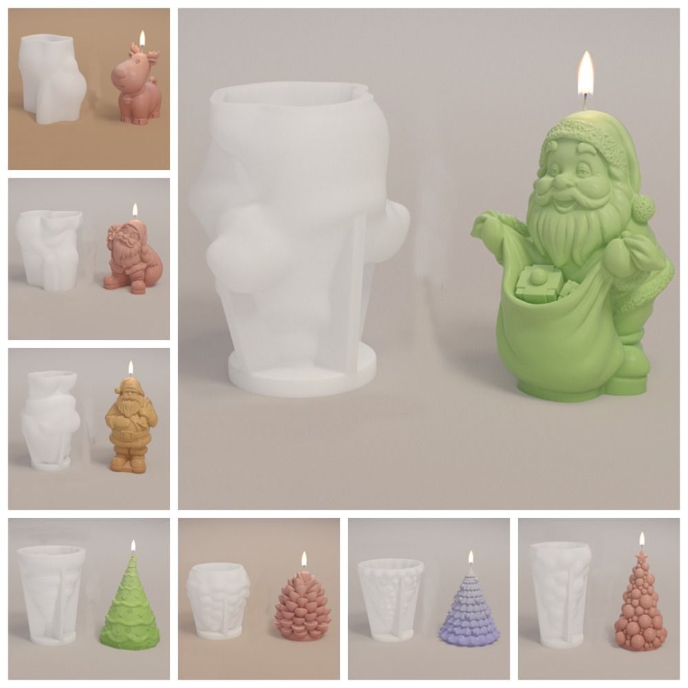 Elk Christmas Candle Mold Christmas Tree Plaster Mold Candle Making Tools  Festival Decorations