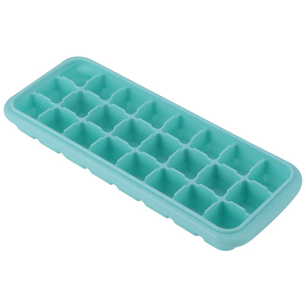 24 Grid Small Cubes Silicone Ice Tray with PP Lid Silicone Ice Mold for Home KitchenGreen