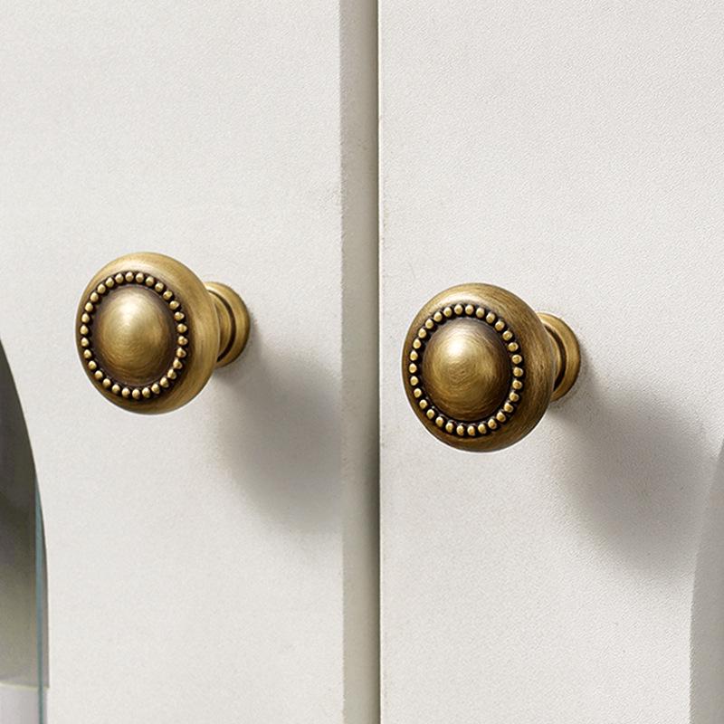 Antique Bronze Yellow Brass Cabinet Handle: Modern, Simple, Round Drawer Pull