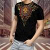 Summer Round Neck 3D Aztec Style Pattern Print Top Fashionable Casual Short Sleeved Men's T-shirts