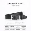 Women's Genuine Cowhide Leather Belt with Square Silver Buckle - Minimalist and Versatile Fashion Accessory