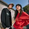 Li Ning CF Motivo Discendente del Drago Felpa Sportiva Lavorata a Maglia a Maniche Lunghe Girocollo Pullover Stampato Uomo felpa Nero AWDU813-1