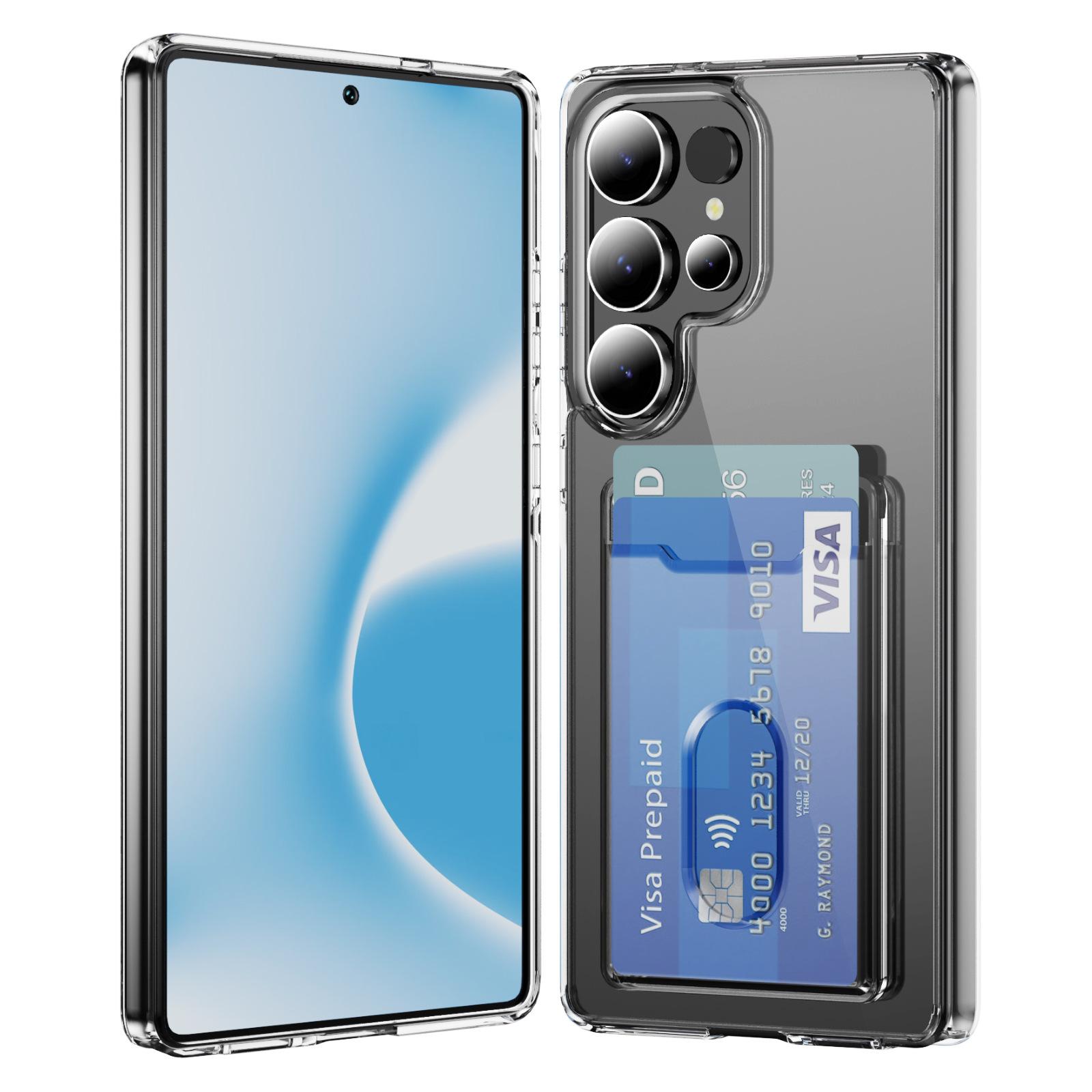 

Card Bag Phone Case Acrylic Yellow Resistant Heat Dissipation Phone Case Card Bag 2-in-1 Multifunctional Portable Transparent Phone Case S10 plus