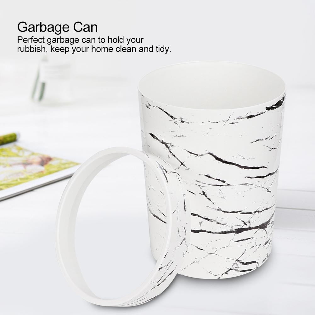 White Household Bathroom Marble Lidless Garbage Can Ashtray Trash Can ContainerWhite Small