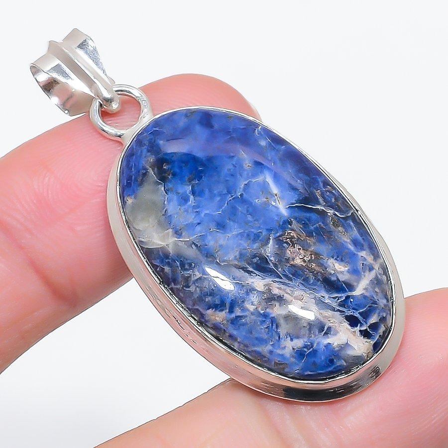 

Natural Sodalite Gemstone 925 Sterling Silver Jewelry Pendant 2.05 J6v36