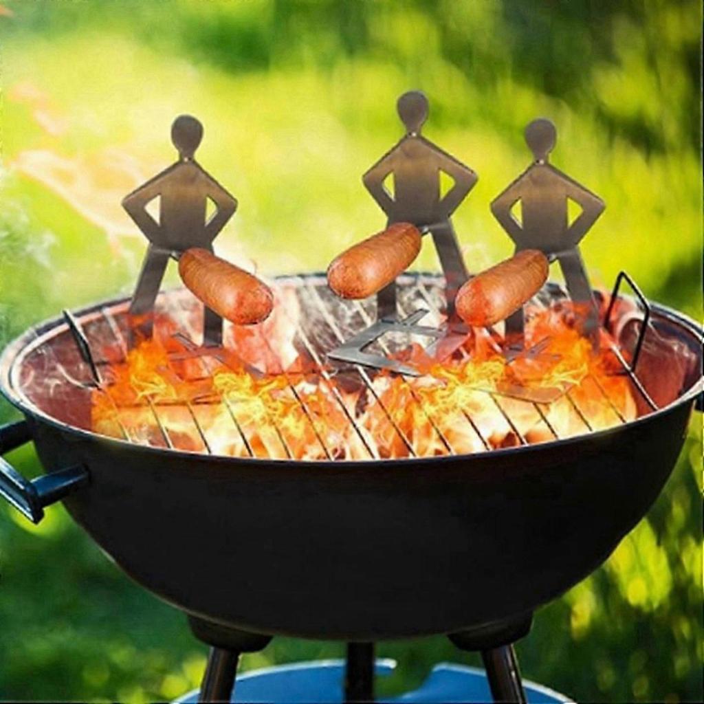 4pcs Funny BBQ Accessories Hot Dog Sausage Stand Holder Portable Barbecue Rack Stainless Steel Roaster Rack Stand 20.5 X 7.5cm