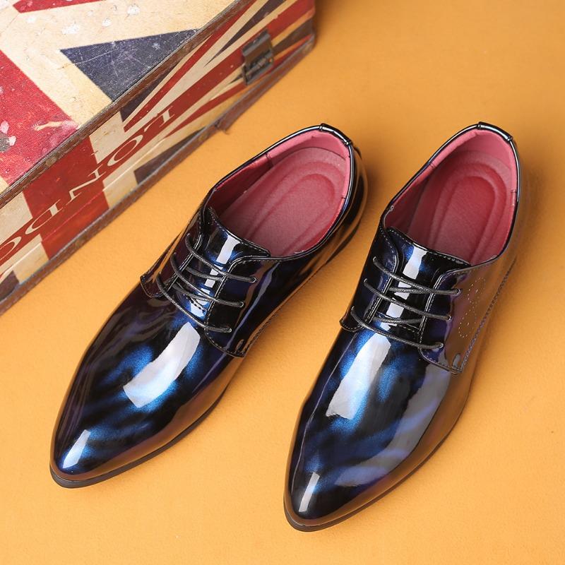 Pointed Toe British Leather Shoes Men Formal Shoes Creative Trendy Large Size Business Men Leather Shoes