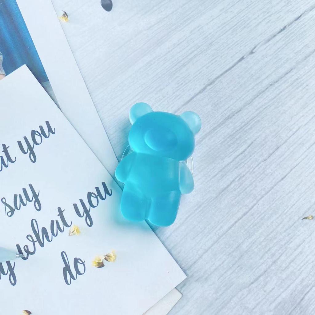 Frosted Bear Airbag Phone Holder: Cute, Semi-Transparent, Folding Desktop Stand