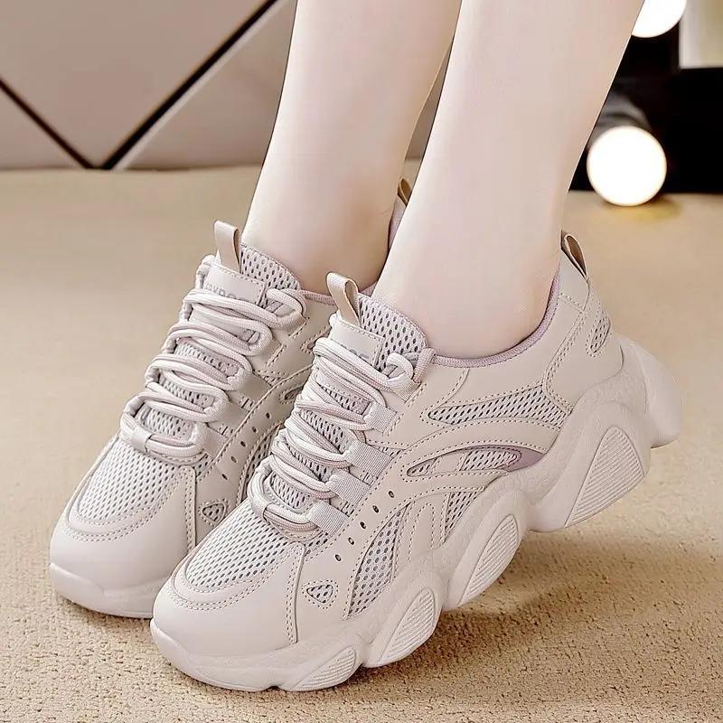 Casual Aesthetic Lace Up Running Shoes for Women Korean Original 39 New In Light High Quality Offers 2025 Woman Footwear On Sale