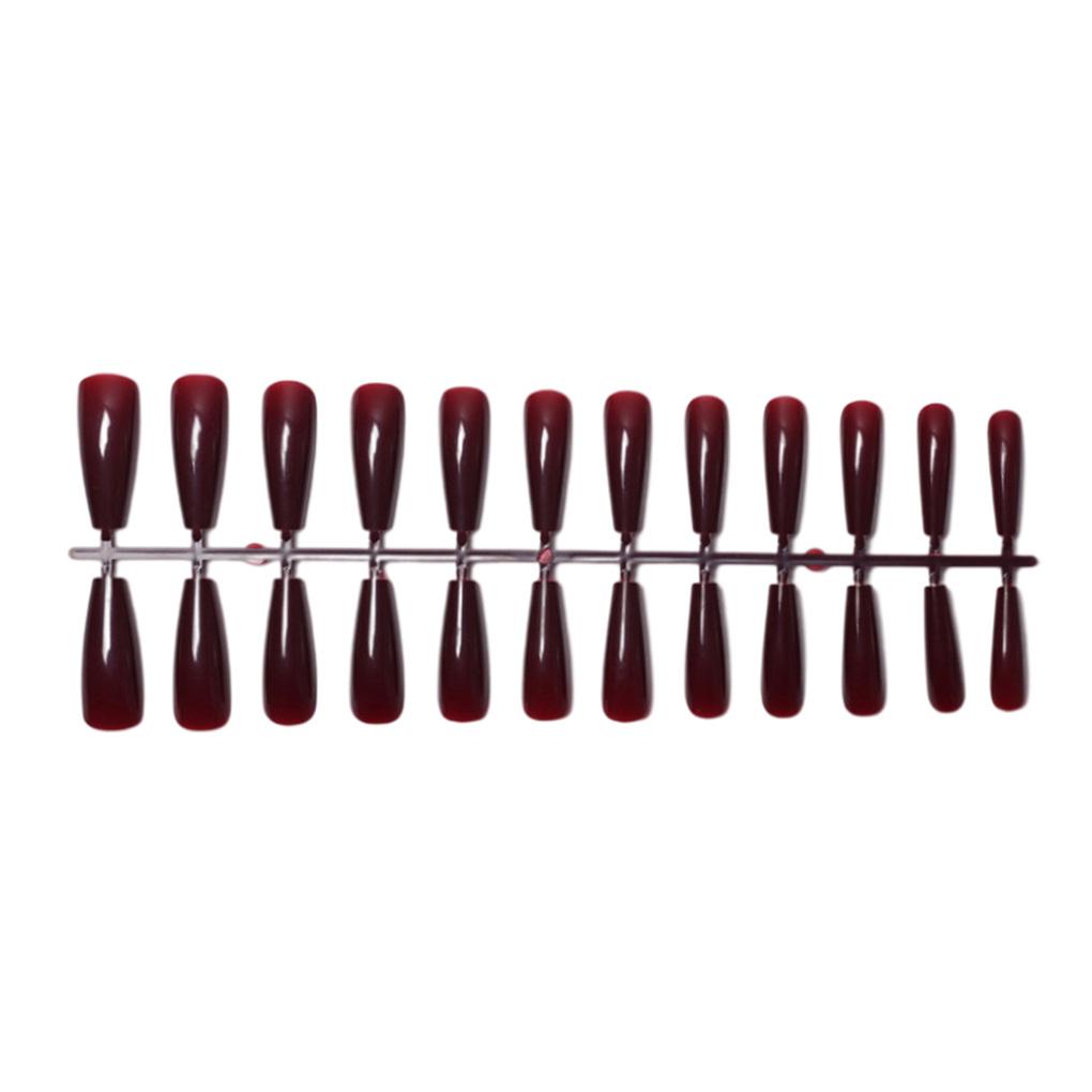 24 Pieces Extra Long Press on Nails Artificial DIY Solid French Graceful Colour-fast Nail for Manicure Salons Art