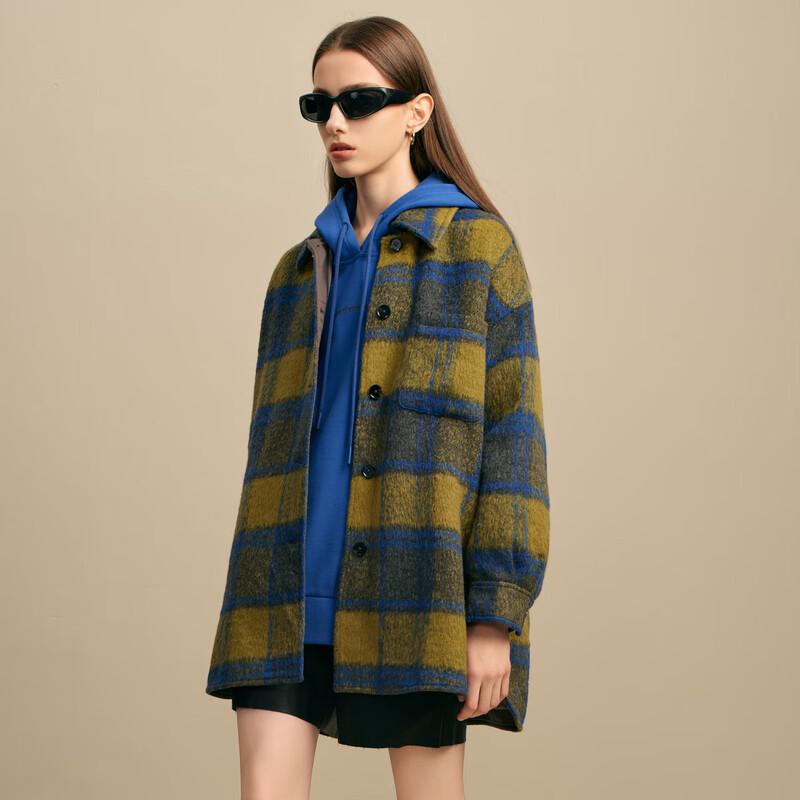 

Elva Island Women s Plaid Double-sided Wool Coat M