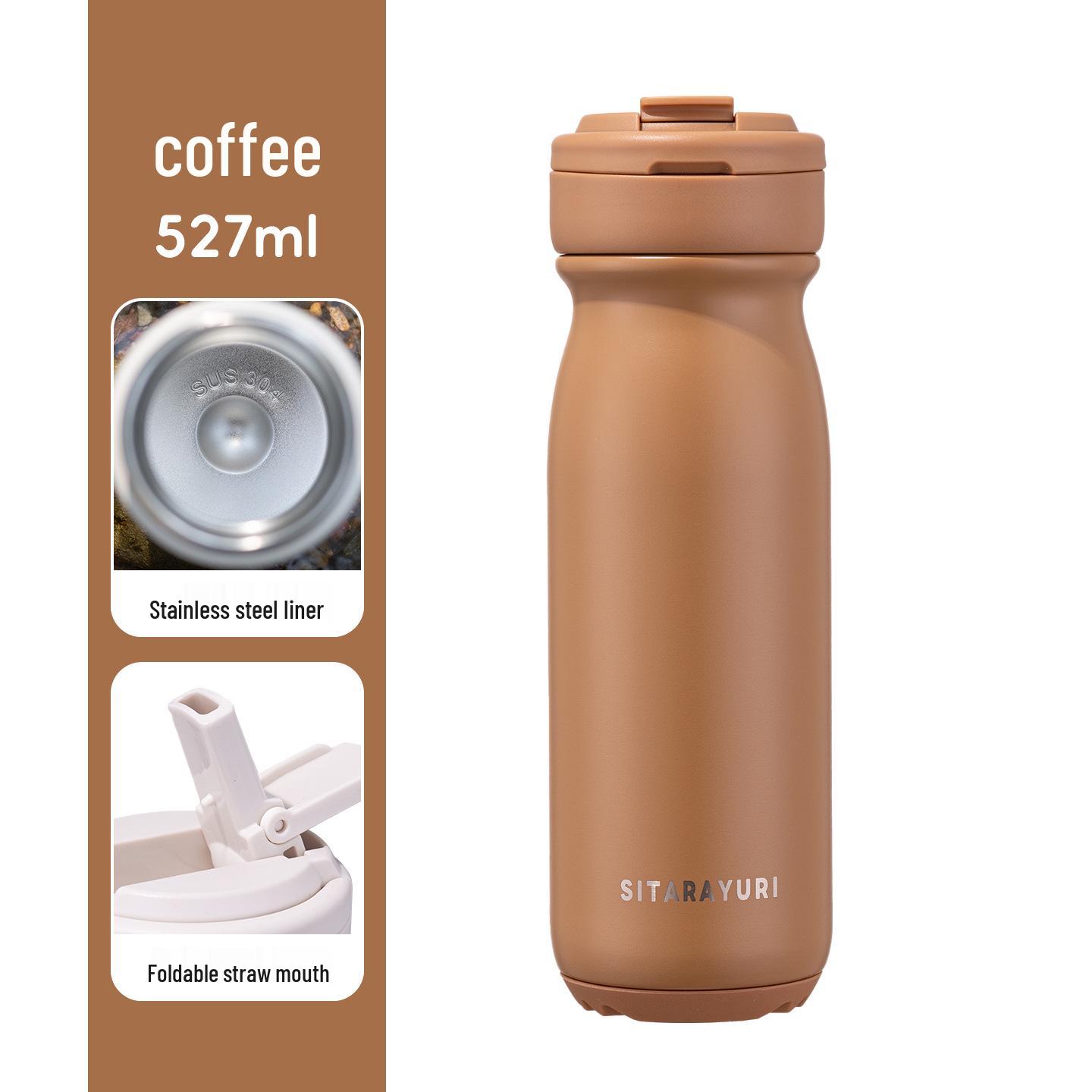 Минималистичная термобутылка из нержавеющей стали 2025 - Большая емкость, Портативная, Чашка для питья напрямую. 527ML