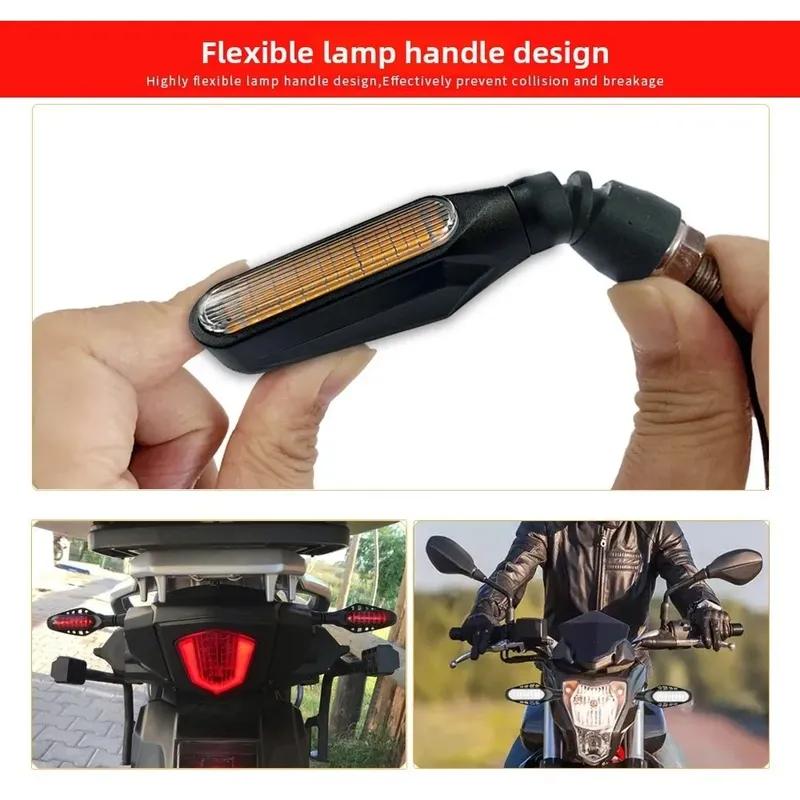 2pcs Motorcycle Turn Signal 36LED Lights Front Rear Tail Flowing Amber Indicator Red Brake Combination Tail Lights 12.8V