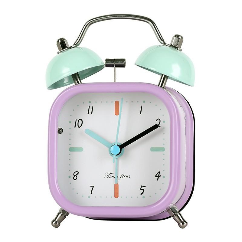 Square Contrasting Color Cartoon Alarm Clock Candy Series Cute Creative Quartz Bell Ringing Bell Wake-up Tool