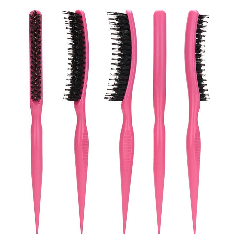 BEPAN 3 in 1 Teasing Bristle Hair Brush Edge Control Comb for Women Slick Back Comb with Rat Tail Pick Volumizing & Lift Styling Tool