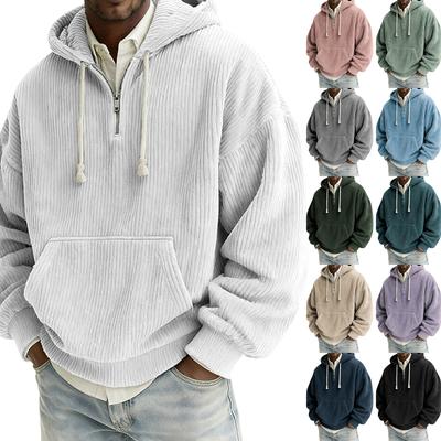 Men's Half-Zip Hooded Pullover Drawstring Casual Sport Sweatshirt