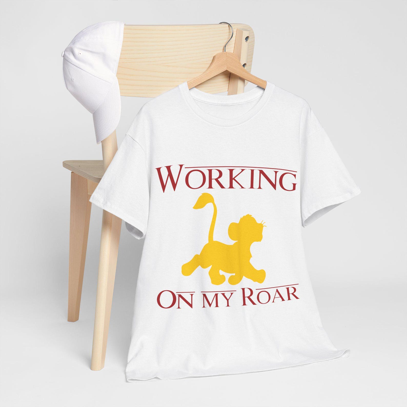 Working On My Roar T-Shirt | Lion Silhouette Graphic Tee S