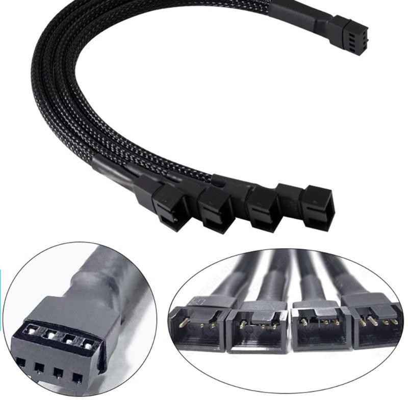 Fan Adapter 1 To 4 Splitter Cable For PC Cooling Systems Supports Speed Controls And Overloads Protections