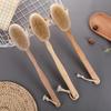 Wooden Boar Bristle Bath Brush with Long Handle for Scrubbing and Massage