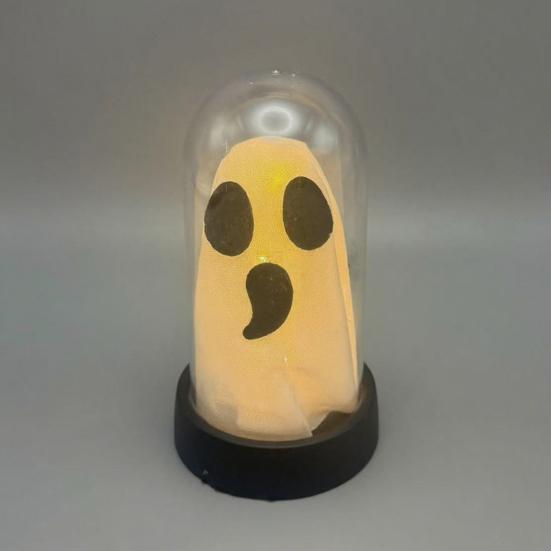 Halloween Ghost Decoration Lighted Ghost in Glass Dome Cloche Cute
