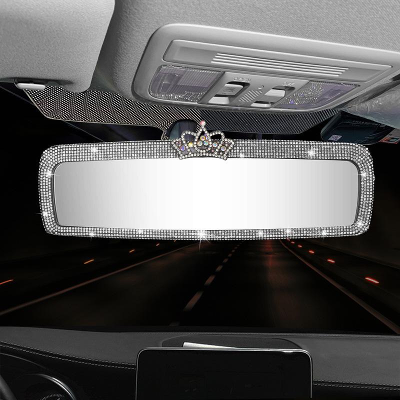 1Pc Chic Crystal-Encrusted Car Makeup Mirror - Ultra-Thin, Sunshade Design for All Vehicles, Durable ABS Plastic