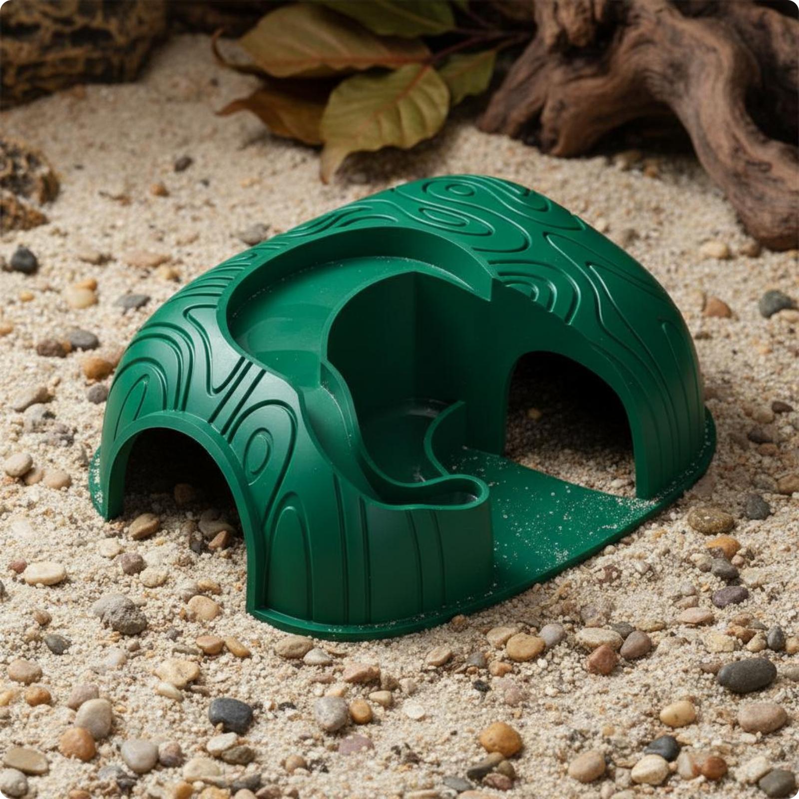 Cold-Blooded Pet Food and Water Hideout Multi-Function twoDoor Cold-Blooded Pet Shelter Terrarium Shelter Bowl Easy to Clean