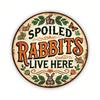 Spoiled Rabbit Lives Here Round Vintage Metal Sign Iron Wall Decor Home Kitchen Cafe