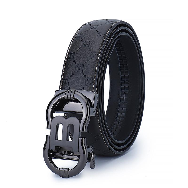 

Мужской ремень из коровьей кожи, автоматическая пряжка, кожаный ремень, для среднего и молодого возраста, деловой 120cm
