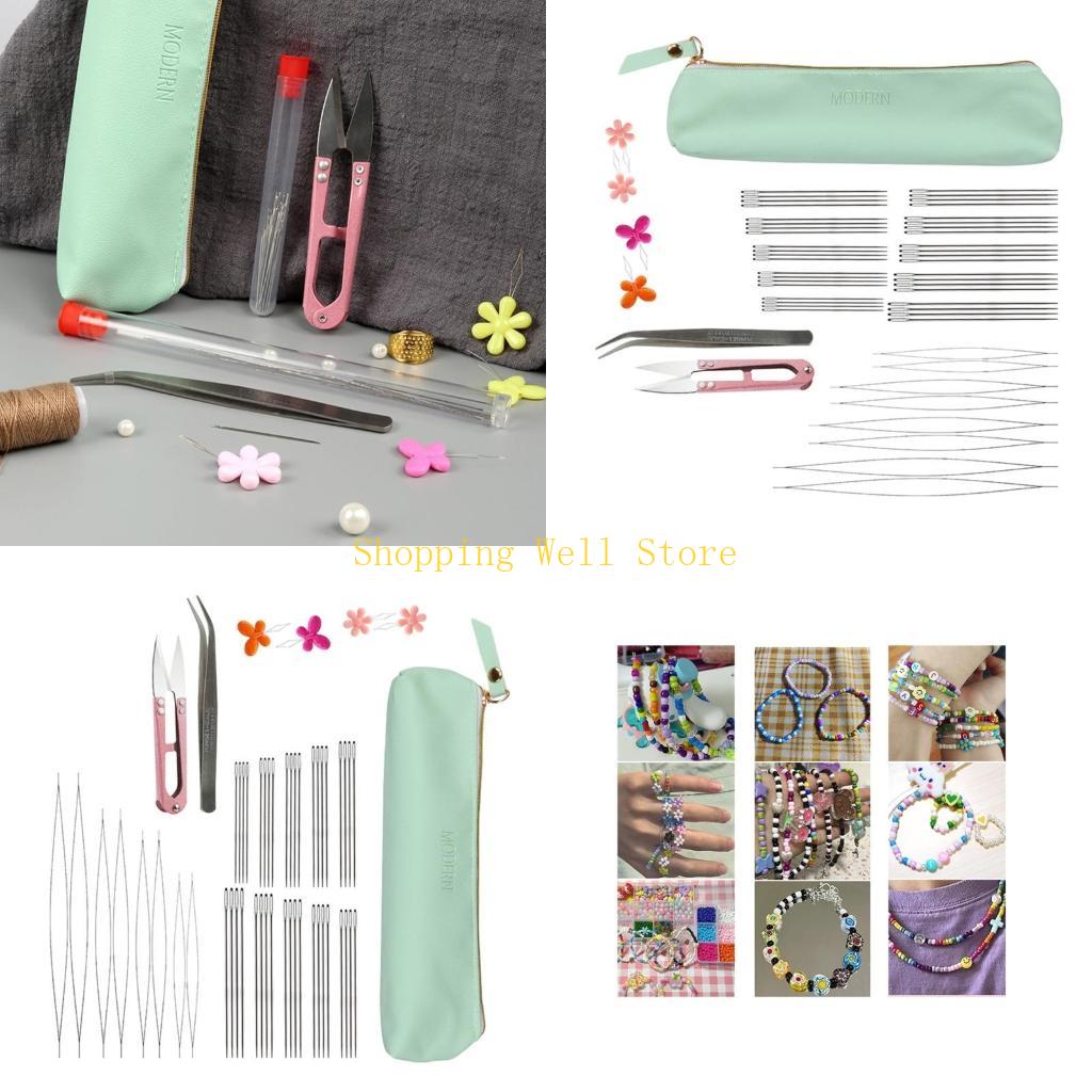 KX4B Long Straight Beading Needle Big Eye Beading Needle with Thimble Needle Threader China Mainland