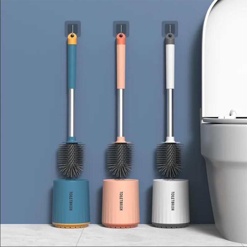 Wandmontierte Silikon-Toilettenbürste, Haushalts-Badezimmerbürste, keine tote Winkelreinigung, weiche Bürste