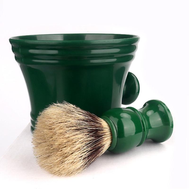 2Pieces Shaving Brush Kit Plastic Shaving Soap Bowl Shaving Lather Bowl with Shaving Brush,Create Rich Shaving Cream