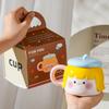 High Looking Birthday Gift Ceramic Cup Cute Mug with Lid Drinking Water Creative Design Home Coffee Cup Bestie Cup