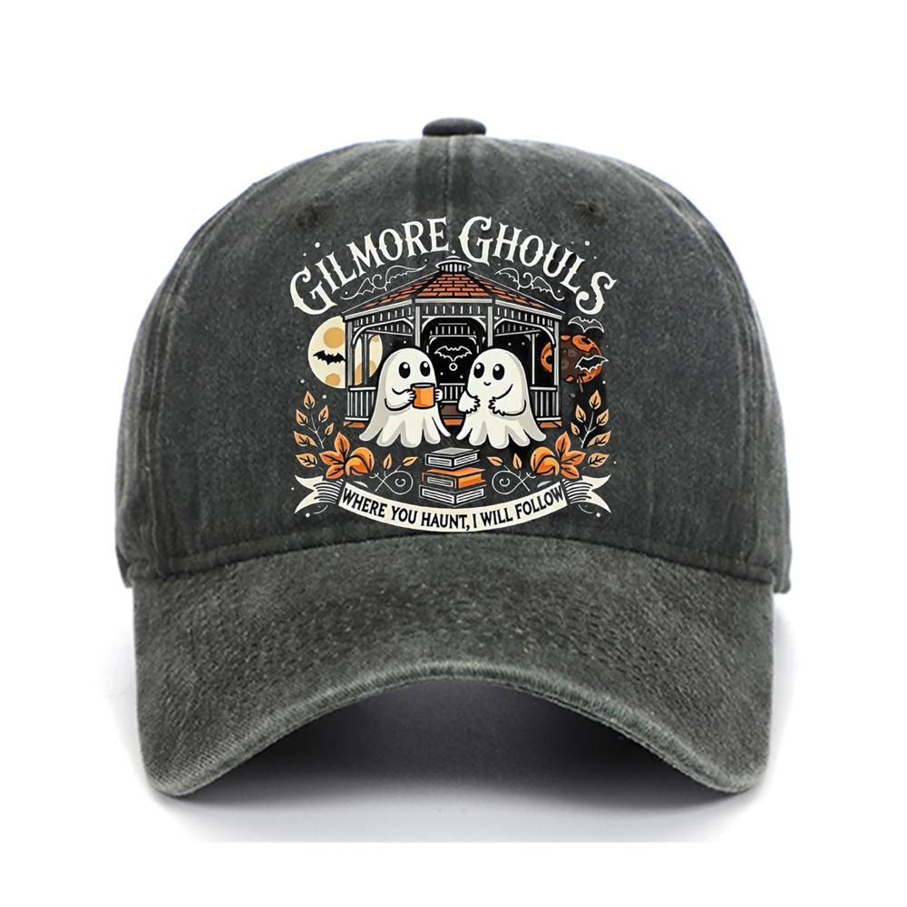 Letter Ghost Printed Baseball Cap for Men and Women, Adjustable Outdoor Sun Protection Hat, Halloween Holiday Gift Decoration