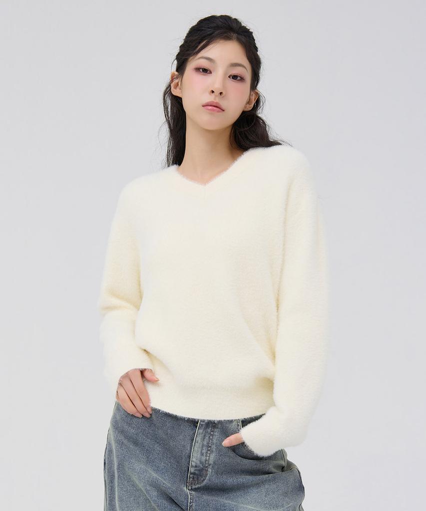 CHASECULT Women'S V-Neck Winged Sweater - Ivory