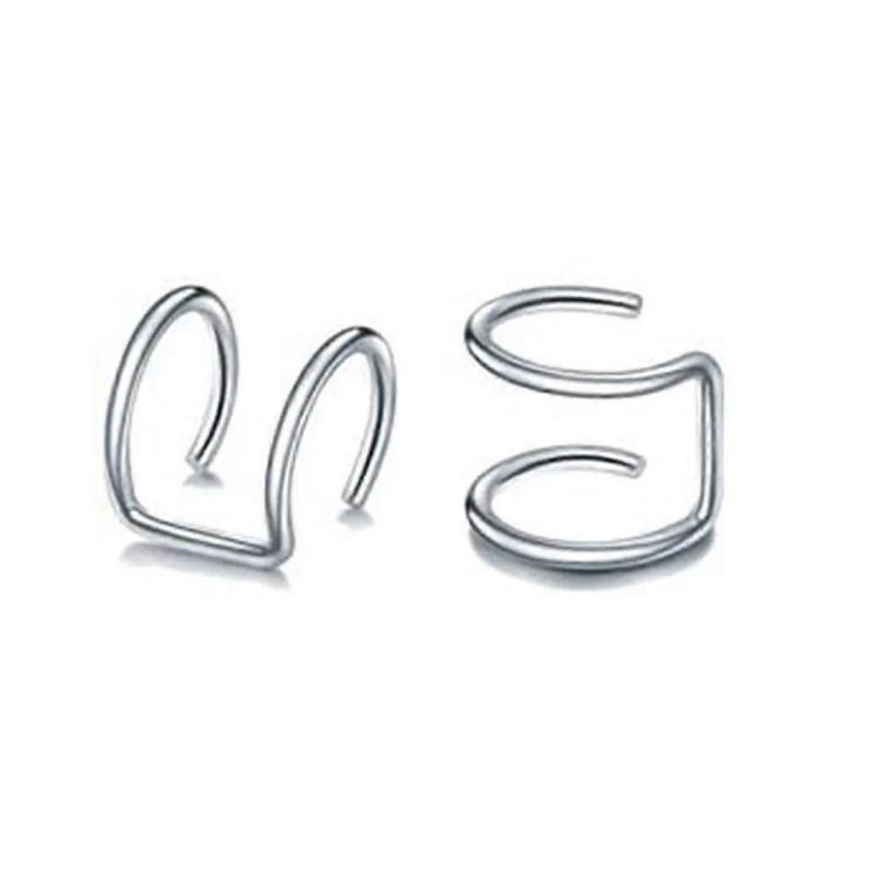 Minimalist 2pcs Ear Clip Set: Women's Fake Septum & Cartilage Stainless Steel